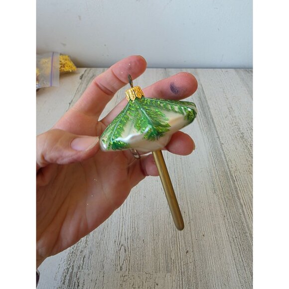 Beach umbrella glitter ornament glass Xmas tree Poland - Picture 7 of 8